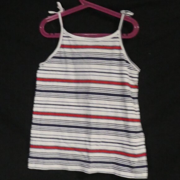 OSHKOSH B'GOSH | size 12 | Striped Tank Top with Floral Lace and Tied Straps - Picture 2 of 12